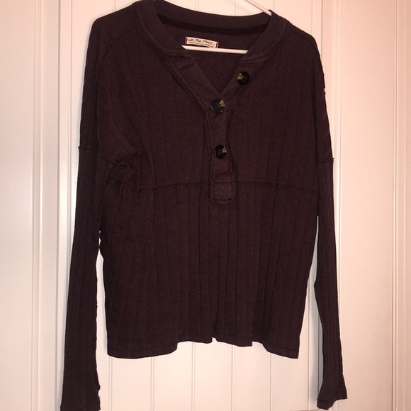 We The Free Sweaters - WE THE FREE PEOPLE MAROON LONG SLEEVE SWEATER MD